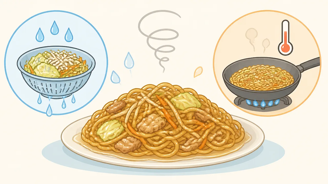 焼きそばがベチャベチャになる原因は？水っぽくしない作り方と対処法
