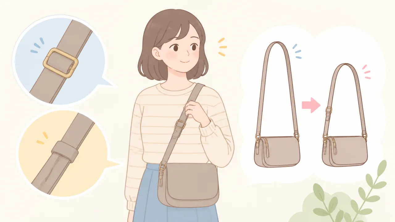 ショルダーバッグの紐が長すぎるときの対処法|短く調整する方法