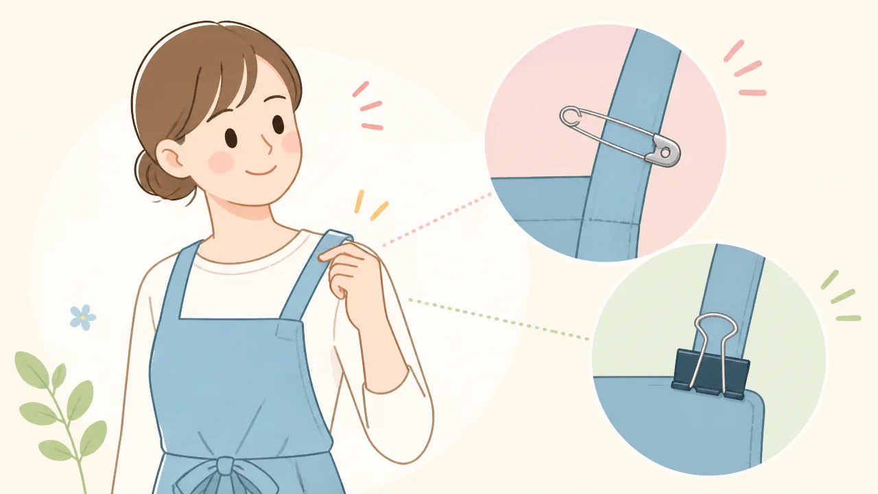 エプロンの肩紐がずり落ちるのはなぜ？原因と簡単にできる対策を紹介